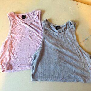 2 Womens Shein size M crop tops, lavendar and grey